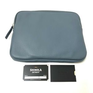 New Shinola 11" Signature Leather Portfolio BLue